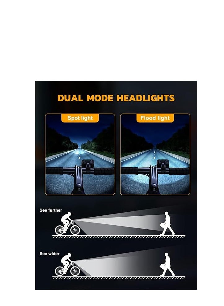 Bike Lights Set Ultra Bright,  Rechargeable Bicycle Light Set, IP65 Waterproof Bike Lights for Night Riding,  Bike Headlight and Tail Light Reflectors - Image 3