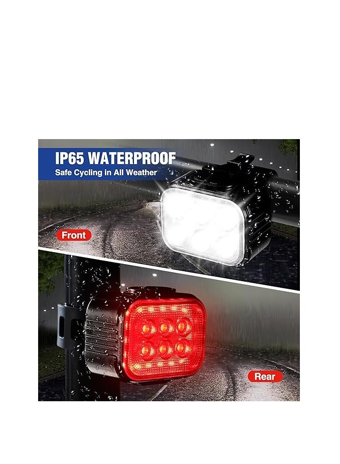 Bike Lights Set Ultra Bright,  Rechargeable Bicycle Light Set, IP65 Waterproof Bike Lights for Night Riding,  Bike Headlight and Tail Light Reflectors - Image 5