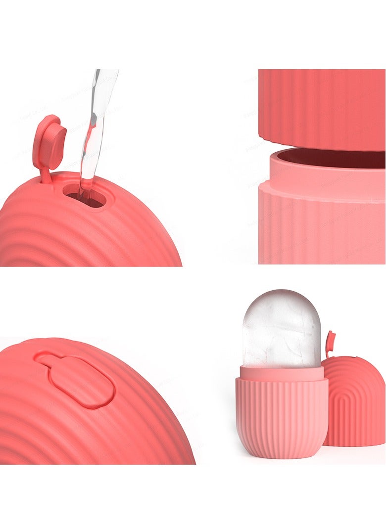 AROAQ أسطوانة ثلجية للوجه والعين، أسطوانة تدليك وجه جمالية، مكعب ثلج سيليكون مقاوم للتسرب، أدوات العناية بالبشرة لخطوط العين، تخفيف انتفاخ حب الشباب، (وردي) - Image 2