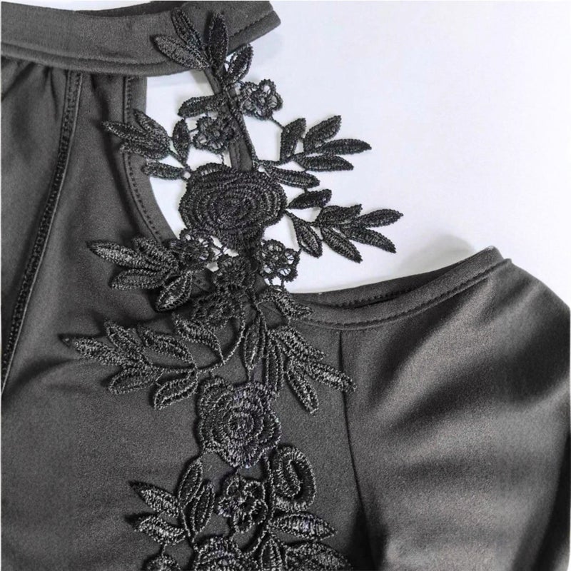 Women's Hollow Out Slim Fit Long Sleeve T-Shirt - Image 4