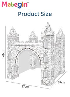 MEBEGIN DIY Doodle Set with Six Colored Pens, Kids Art and Craft Playset, Personalized Cardboard Fort, Unique Castle Drawn by You, Sturdy Durable for Indoor and Outdoor Play, Great Group Activity for Kids Aged 3+, 37*37*42cm  - Image 3