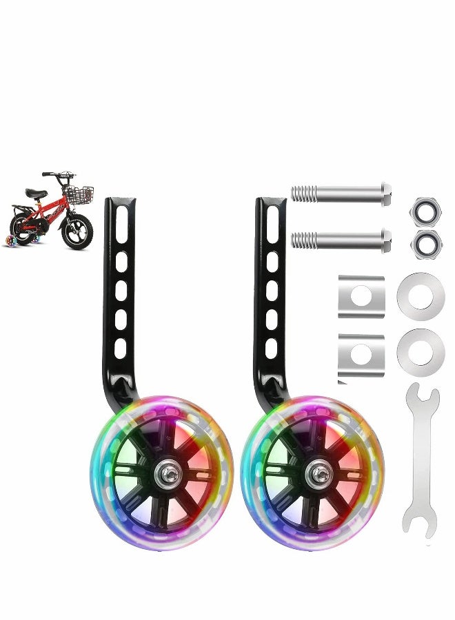 Generic Bicycle Training Flash Wheels, Children's Bike Stabilizers Support Wheels, Kids Bike Steel Frame for Boys Girls 12 14 16 18 20 Inch, Bicycle Riding Safety Equipment  - Image 1