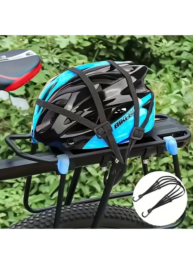 2pcs Black Elastic Bungee Cords with Hooks Adjustable Motorcycle Bicycle Helmet Straps - Image 5