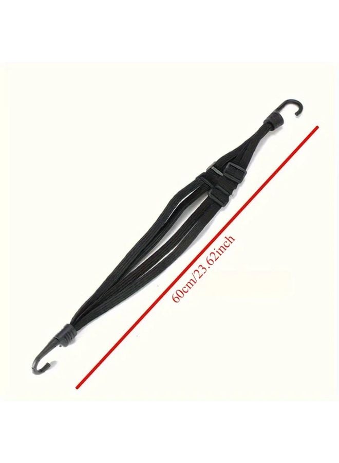 2pcs Black Elastic Bungee Cords with Hooks Adjustable Motorcycle Bicycle Helmet Straps - Image 3