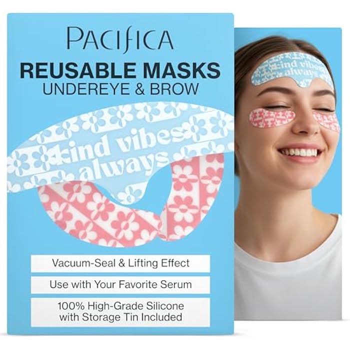 Pacifica Reusable Mask Set – Silicone Undereye & Brow Mask Set for Forehead & Under Eye, Anti-Wrinkle, Firming, Pair with Serum, Vegan & Cruelty-Free, 3 Pieces - Image 1