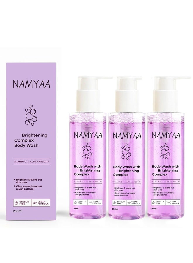 Namyaa Body Wash With Vitamin C And Skin Care Sctives Helps Reduce Dark Spots Evens Skin Tone Gentle Daily Shower Gel 750ml Pack of 3 - Image 1