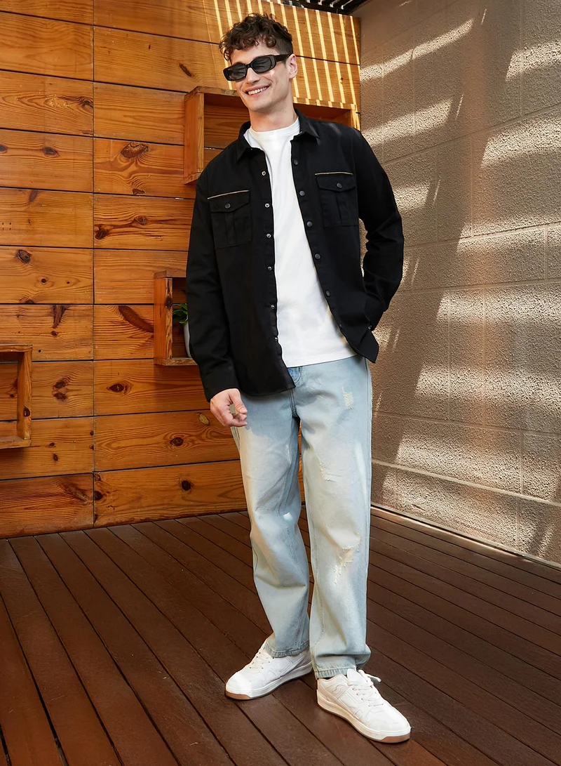 كامبوس سوترا Men's Onyx Black Safari-Utility Relaxed Shirt