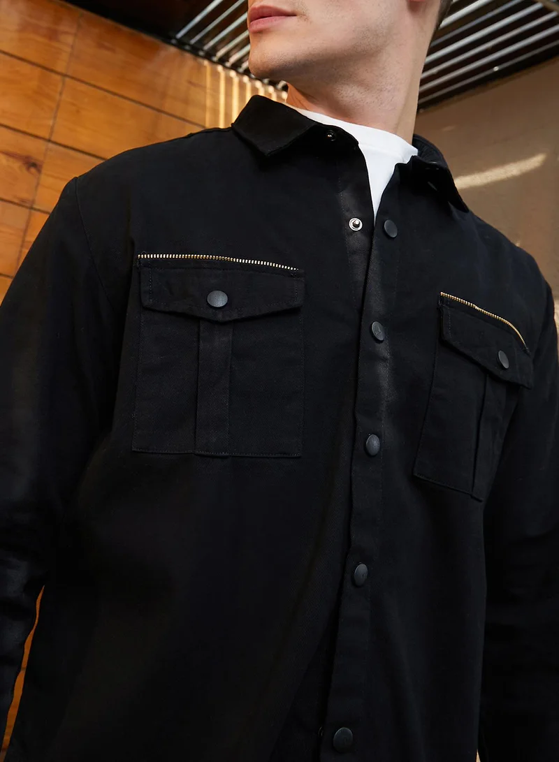 كامبوس سوترا Men's Onyx Black Safari-Utility Relaxed Shirt