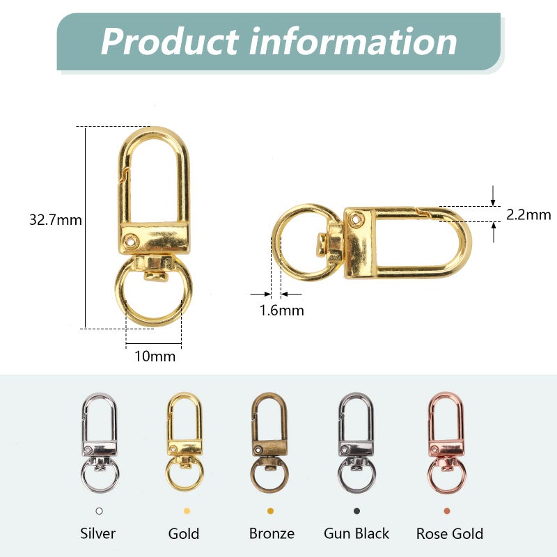 TiSuit 30pcs Metal Lobster Claw Clasps Swivel Lanyards Trigger Snap Hooks Strap for Jewelry Purse Making DIY Bags Keychain Key Rings Art Crafts (Multicolour) - Image 2