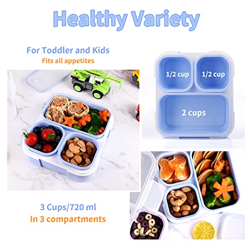 Genteen Bento Box for Kids, Kids Lunch Box with 3 Removable Compartments, Toddler Baby Lunch Box for Daycare, School, Leak-proof Lunch Snack Portion Container, Ideal Portion Size for Ages 3 to 7- Blue - Image 4