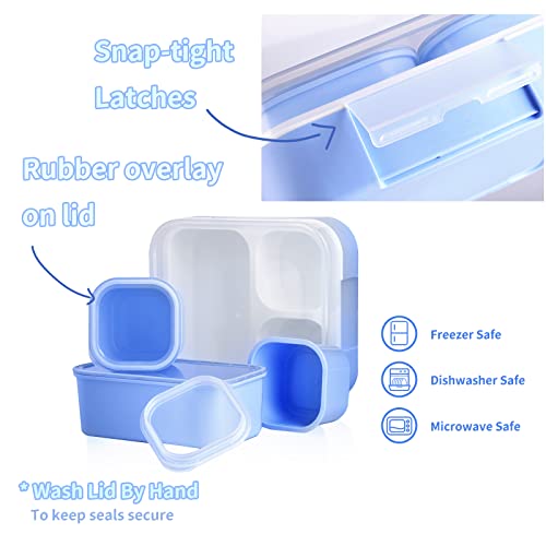 Genteen Bento Box for Kids, Kids Lunch Box with 3 Removable Compartments, Toddler Baby Lunch Box for Daycare, School, Leak-proof Lunch Snack Portion Container, Ideal Portion Size for Ages 3 to 7- Blue - Image 3