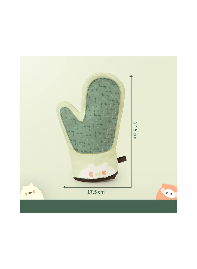 Oven Gloves, Heat Resistant Oven Gloves with Silicone Non-Slip for Kitchens, Grilling, Cooking, Baking, Microwaving, and Pizza, Reusable for Cooking Baking Barbecue Microwave - 1 Pair (Green) - Image 5