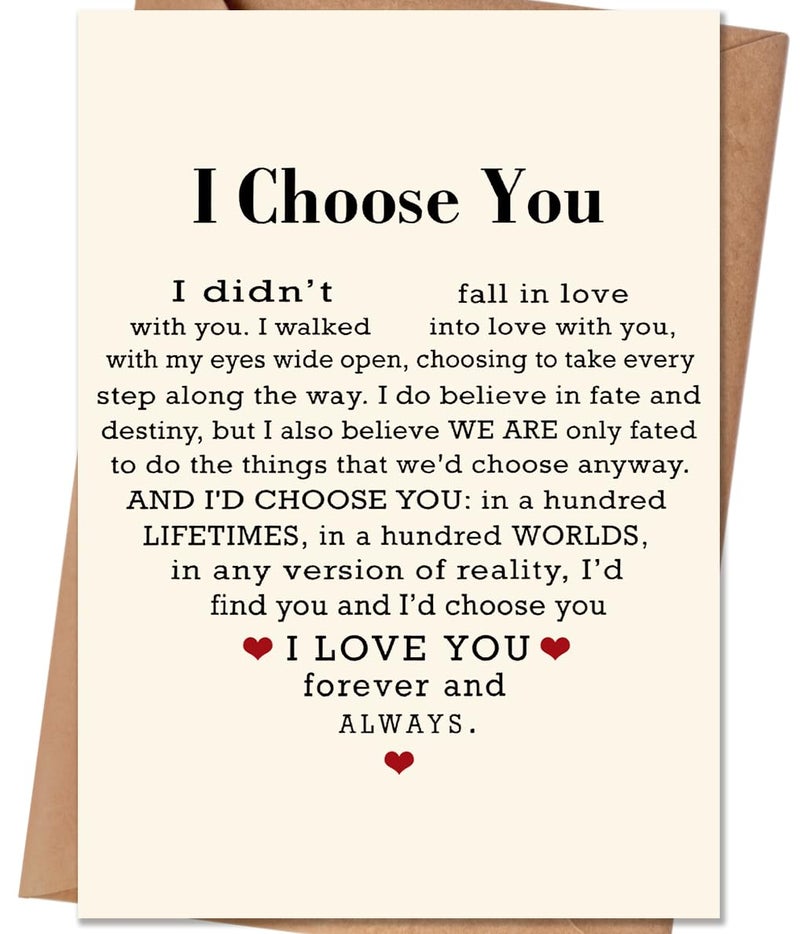 HEJOYN Valentines Day Gifts for Him Her, Valentine's Day Card for Husband Wife Boyfriend Girlfriend Couples, I Choose You - Image 1