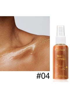 VERONNI Body Glitter Highlight，Glitter Body Oil, Moisturizing Lightweight Glitter Glow Illuminator, Non-stick Body Glow Liquid Highlighter Makeup Your Skin, Smooth Liquid Spray Summer Body Illuminator - #04 Bronze Gold  - Image 2