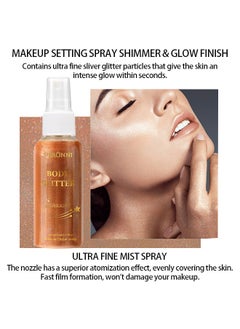 VERONNI Body Glitter Highlight，Glitter Body Oil, Moisturizing Lightweight Glitter Glow Illuminator, Non-stick Body Glow Liquid Highlighter Makeup Your Skin, Smooth Liquid Spray Summer Body Illuminator - #04 Bronze Gold  - Image 3