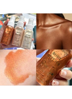 VERONNI Body Glitter Highlight，Glitter Body Oil, Moisturizing Lightweight Glitter Glow Illuminator, Non-stick Body Glow Liquid Highlighter Makeup Your Skin, Smooth Liquid Spray Summer Body Illuminator - #04 Bronze Gold  - Image 4
