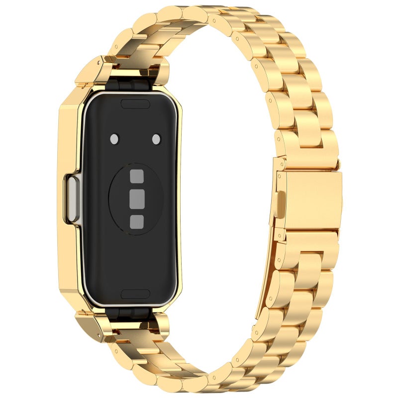 إيروريكس لساعة هواوي باند 10 / 10 NFC / 9 / 9 NFC إطار ساعة مدمج بثلاث حبات من الفولاذ المقاوم للصدأ (ذهبي) - Image 2