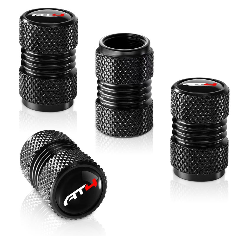 TACOMA Tire Valve Stem Cap Cover for GMC AT4 Sierra Belt ORing Seal Corrosion ResistantTire Valve Stem Air Cap 4 Pack Black