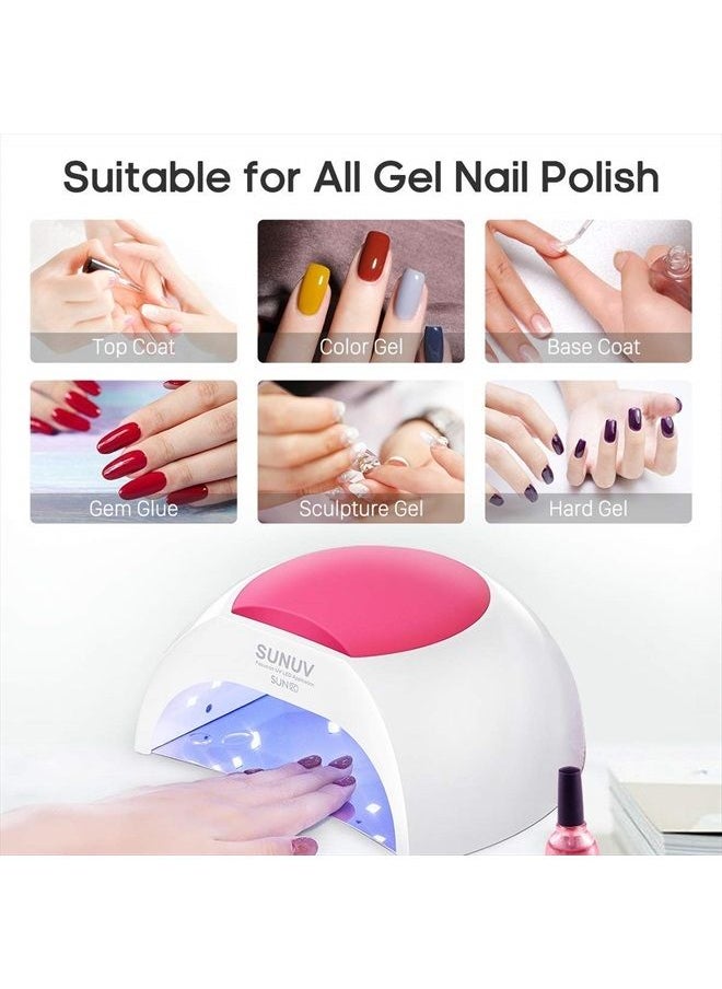 Gel UV Nail Lamp, SUNUV 48W UV LED Nail Dryer Light for Gel Nails Polish Manicure Professional Salon Curing Lamp with 4 Timer Setting Sensor(one Pink pad)