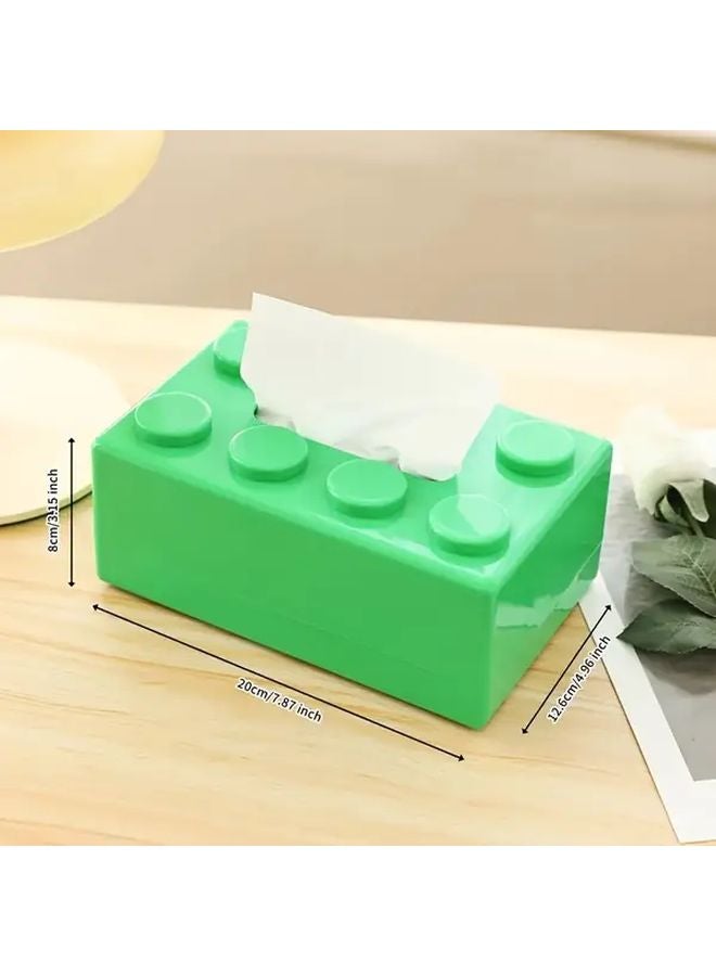 White And Yellow Building Block Style Plastic Tissue Box Wall Mounted Tabletop Dispenser - Image 3