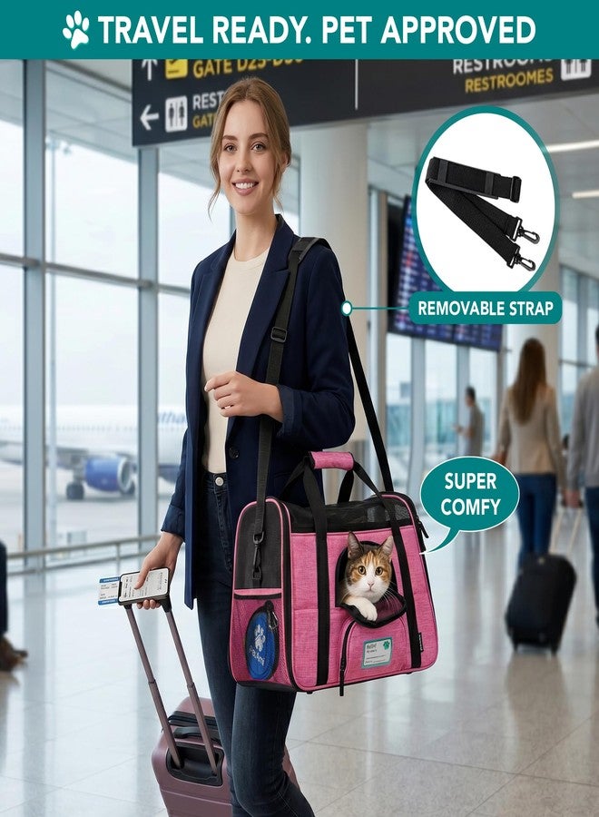 PetAmi Airline Approved Pet Carrier for Cats & Small Dogs, Soft Sided TSA Travel Carrier Bag Sherpa Bed, Breathable Mesh Ventilation, Collapsible Bowl, Fit Under Seat, Up to 18 lbs, Small Heather Pink - Image 5