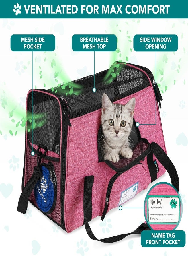 PetAmi Airline Approved Pet Carrier for Cats & Small Dogs, Soft Sided TSA Travel Carrier Bag Sherpa Bed, Breathable Mesh Ventilation, Collapsible Bowl, Fit Under Seat, Up to 18 lbs, Small Heather Pink - Image 3