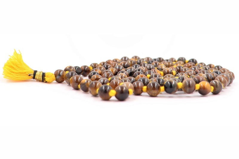 ARKAM Unisex Adult Tiger Eye Mala Certified/Tigereye Stone Original (Size: 6Mm, Length: 30 Inches, Beads: 108+1) - Image 5