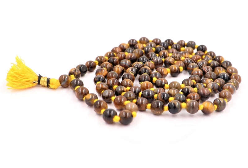 ARKAM Unisex Adult Tiger Eye Mala Certified/Tigereye Stone Original (Size: 6Mm, Length: 30 Inches, Beads: 108+1) - Image 3