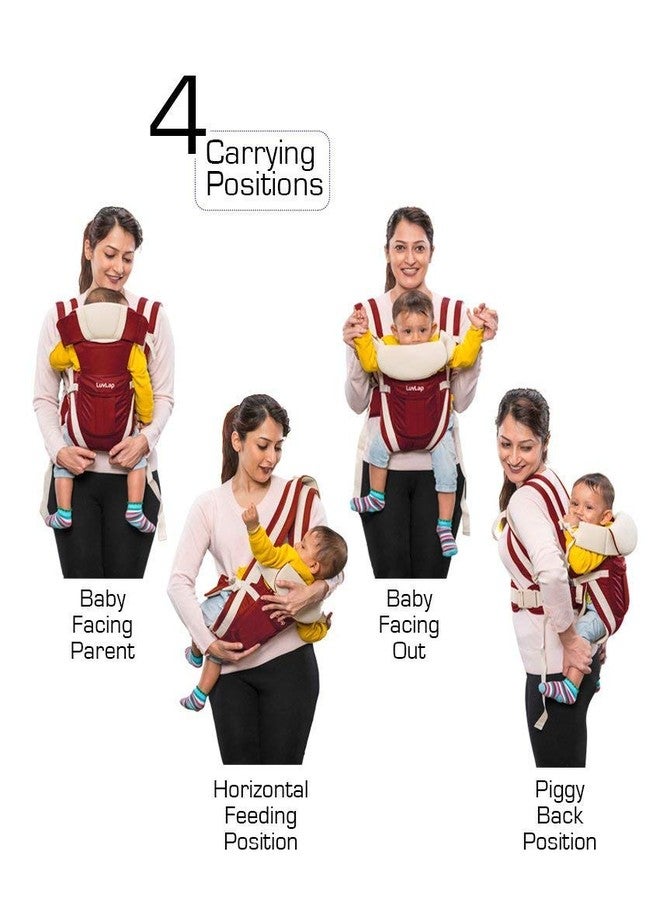 Crawl'in 4-in-1 Adjustable Baby Carrier Cum Kangaroo Bag/Honeycomb Texture Baby Carry Sling/Back/Front Carrier for Baby with Safety Belt and Buckle Straps (Maroon) - Image 3
