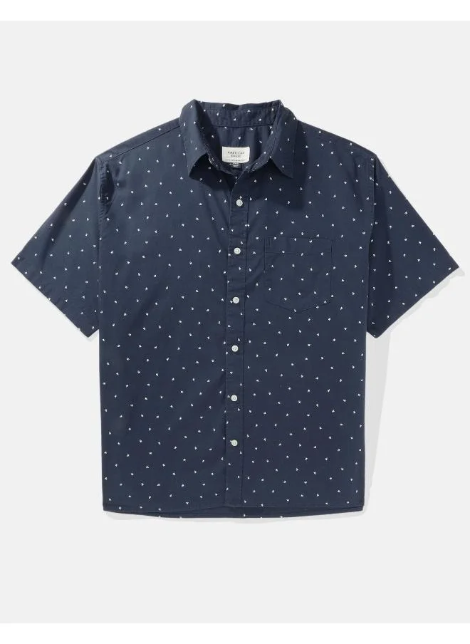 American Eagle AE Printed Button-Up Poolside Shirt