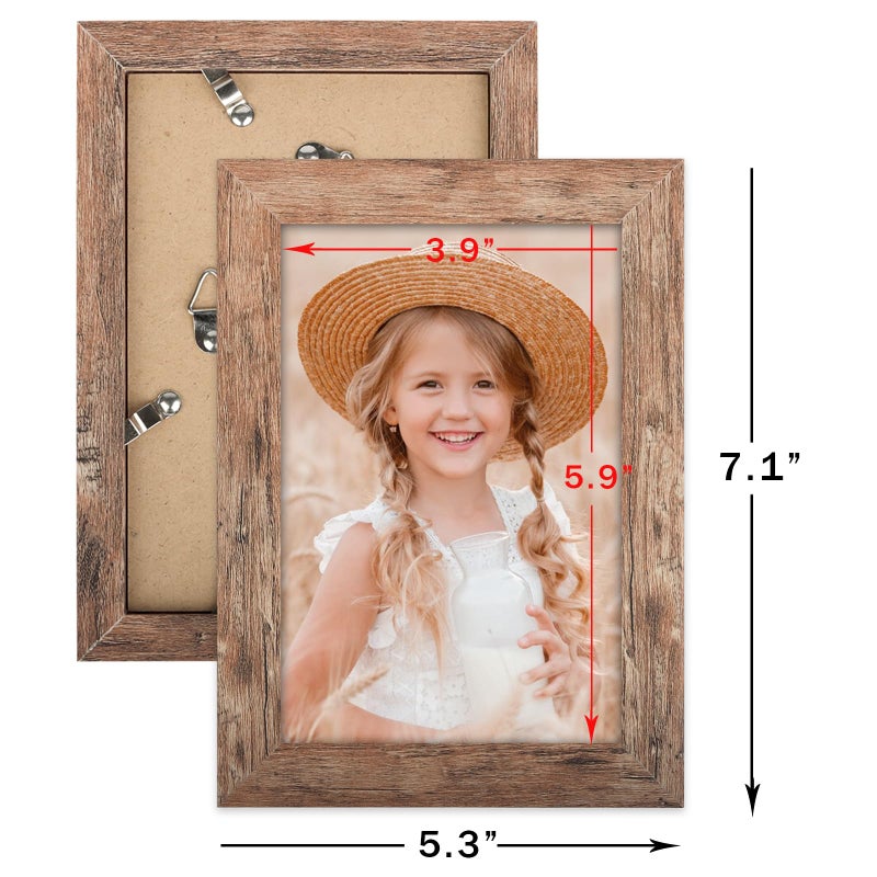 ORIVAN 4x6 Picture Frame Display 4x6 Picture Distressed Brown Wood Grain Photo Frame for Wall and Tabletop Decoration - Image 2