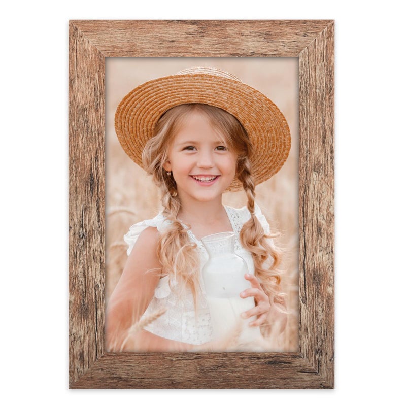 ORIVAN 4x6 Picture Frame Display 4x6 Picture Distressed Brown Wood Grain Photo Frame for Wall and Tabletop Decoration - Image 1
