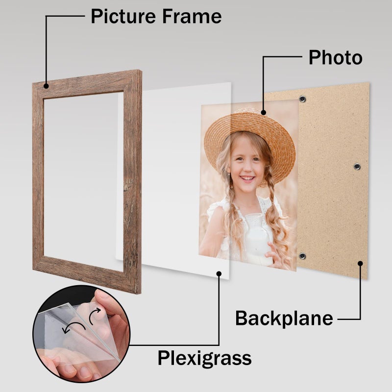 ORIVAN 4x6 Picture Frame Display 4x6 Picture Distressed Brown Wood Grain Photo Frame for Wall and Tabletop Decoration - Image 4