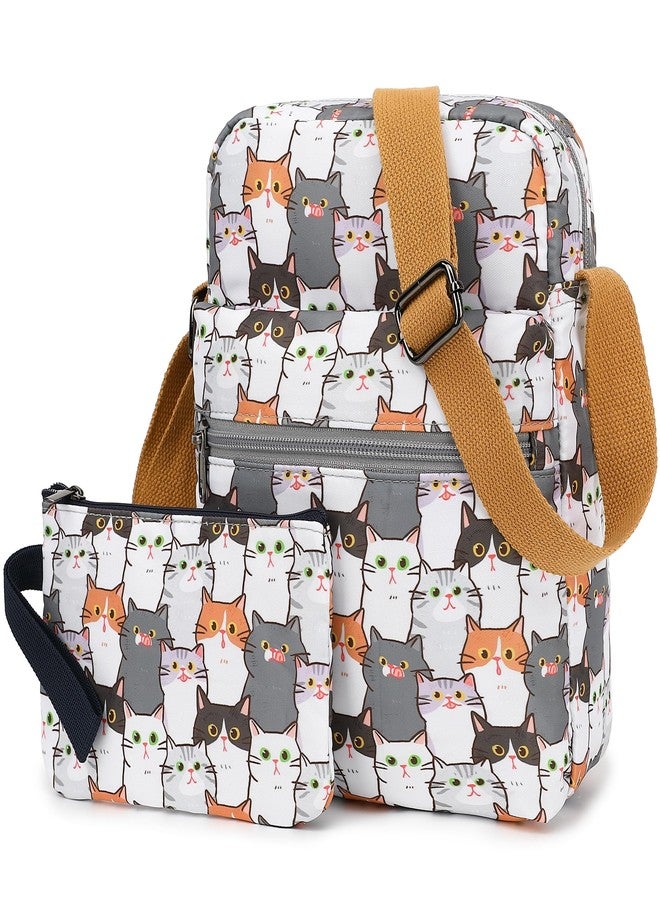 Leaper Cute Cat Messenger Bag Small Crossbody Bag and Purse Set for Women (SD15-Gray) - Image 3