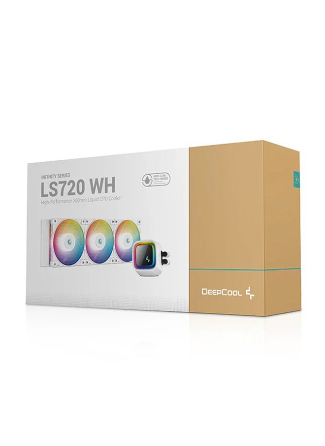 DEEPCOOL - LS720 ARGB 360mm AIO Liquid CPU Cooler, 3100 RPM Pump Speed, 19 dBa Noise, Fluid Dynamic Bearing, 4 Pin PWM Fan Connector, 85.85 CFM Air Flow, 12 VDC Rated Voltage, White | R-LS720-WHAMNT-G-1 - Image 1