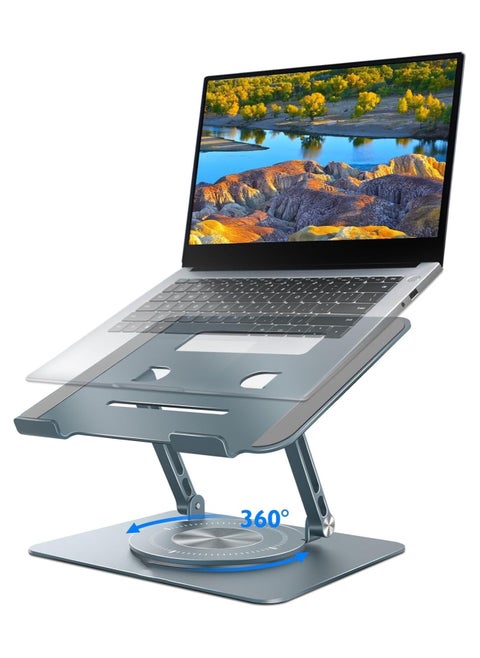 Laptop stand, adjustable computer stand, 360° rotating base, ergonomic laptop riser for all laptops/tablets/drawing boards up to 17.3 inches(gray)
