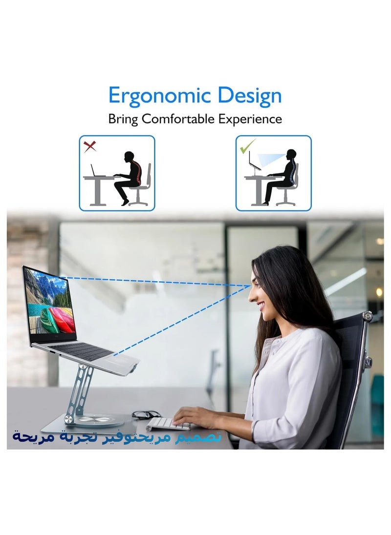 XICEN - Laptop stand, adjustable computer stand, 360° rotating base, ergonomic laptop riser for all laptops/tablets/drawing boards up to 17.3 inches(gray) - Image 1