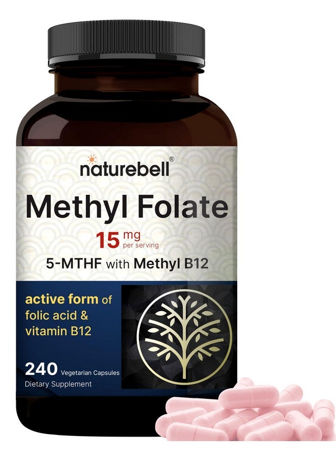 نايتشر بيل ناتشر بيل إل ميثيل فولات ١٥ ملغ، ٢٤٠ كبسولة نباتية | ٥-MTHF مع ميثيل ب١٢ ١٠٠٠ ميكروغرام | فعالية مزدوجة عالية لدعم الطاقة والإدراك، حمض الفوليك النشط - مكمل ميثيل فولات - Image 1