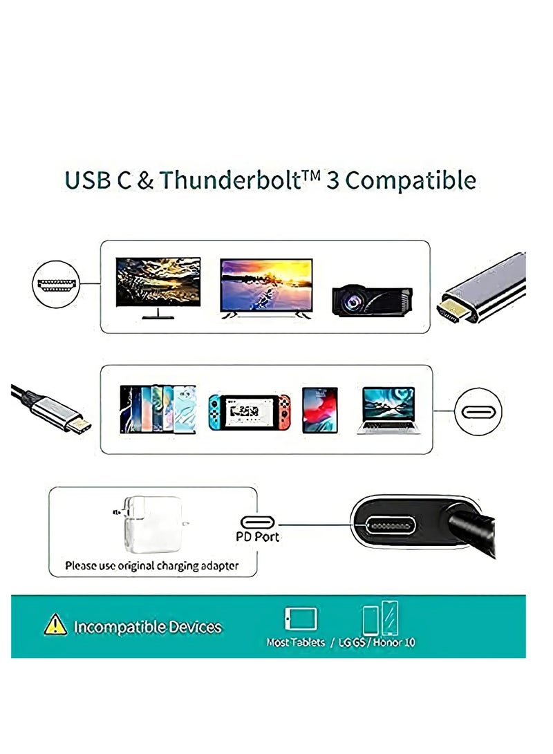 SOLARAE USB Type-C to HDMI Cable for Nintendo Switch, Samsung Galaxy S21/S20/Note20, Tab S7 - 4K Support, 1.8m Length, Ideal for Travel and Docking Mode. - Image 5