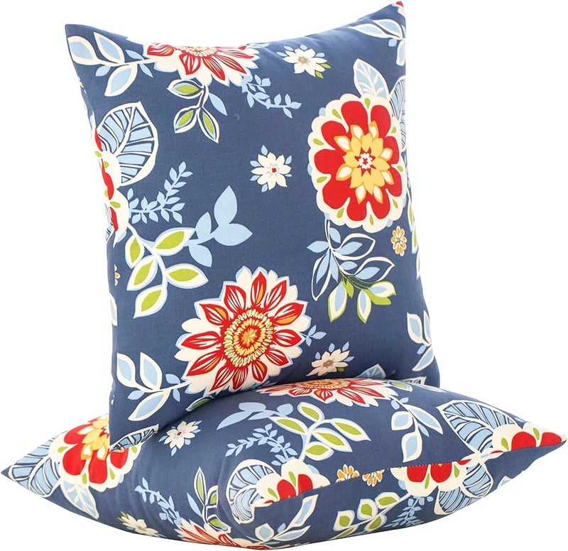 JMGBird Outdoor Pillows for Patio Furniture 18x18 Waterproof Decorative Patio Furniture Pillows Indoor Throw Pillows with Inserts Square Throw Pillow for Couch Bed Sofa Bench Chair Set of 2