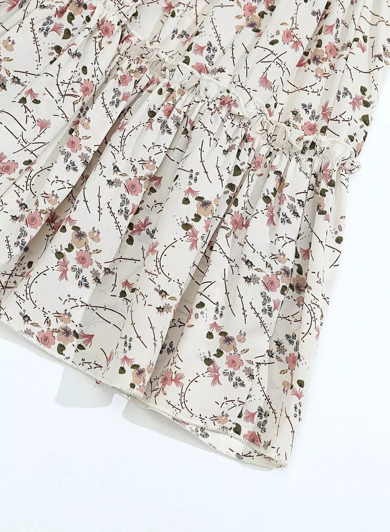 Floral Print Frill Trim Knot Detail Skirt - Image 5