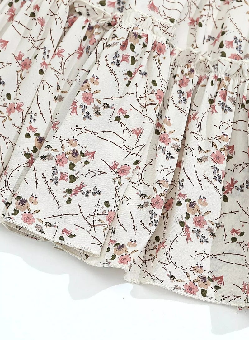 Floral Print Frill Trim Knot Detail Skirt - Image 4