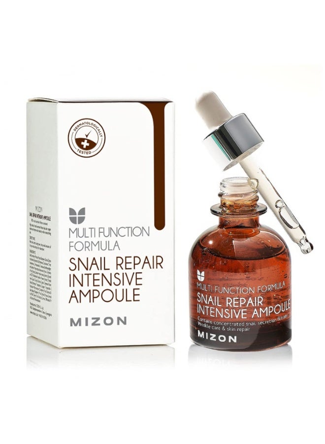 MIZON Snail Repair Intensive Ampoule, Snail Mucin Extract, Safe Formula, Fine Wrinkle Care 30ml - Image 1