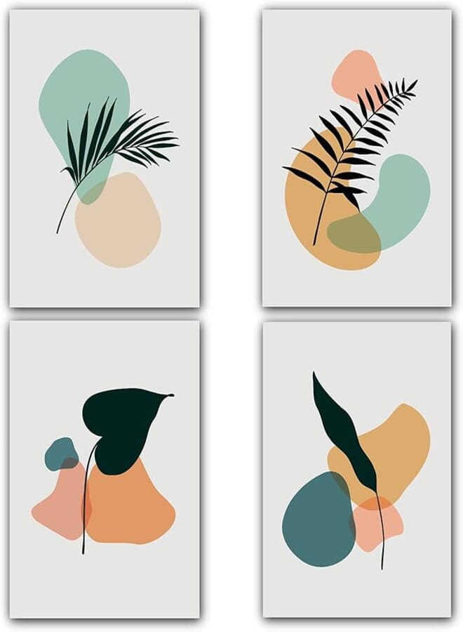 State Media Vision Colourful Modern Abstract Wall Art Set of 4 - Modern Home Decor Abstract Prints Collection Perfect For Bathroom Bedroom or Living Room (Unframed) A4 Size 