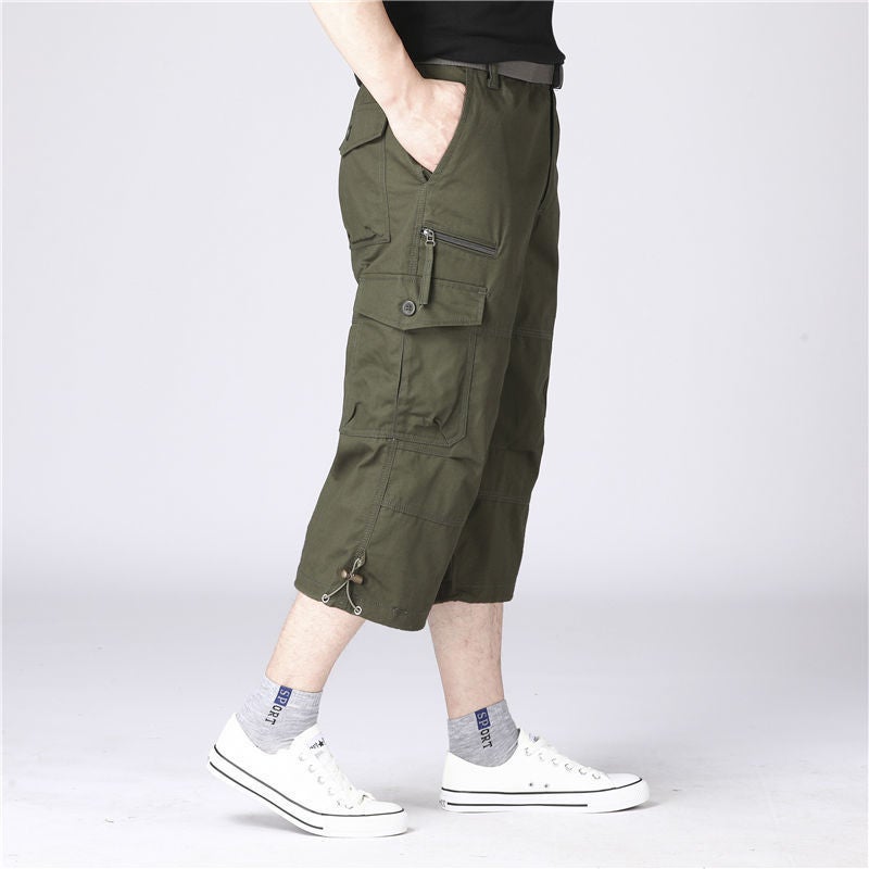 in stock Summer Men's Capri Pants 2025 New Middle-aged Capri Pants Loose Casual Straight Pants for Outer Wear - Image 1