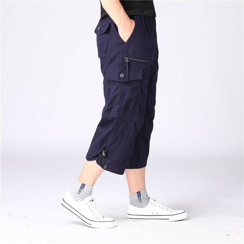 in stock Summer Men's Capri Pants 2025 New Middle-aged Capri Pants Loose Casual Straight Pants for Outer Wear - Image 5
