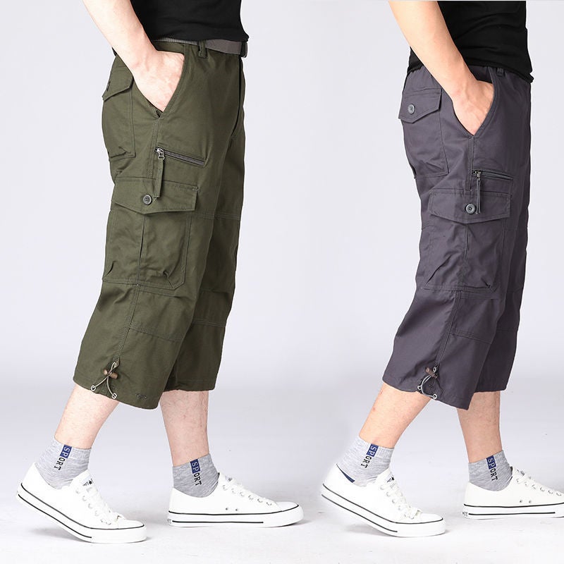 in stock Summer Men's Capri Pants 2025 New Middle-aged Capri Pants Loose Casual Straight Pants for Outer Wear - Image 3