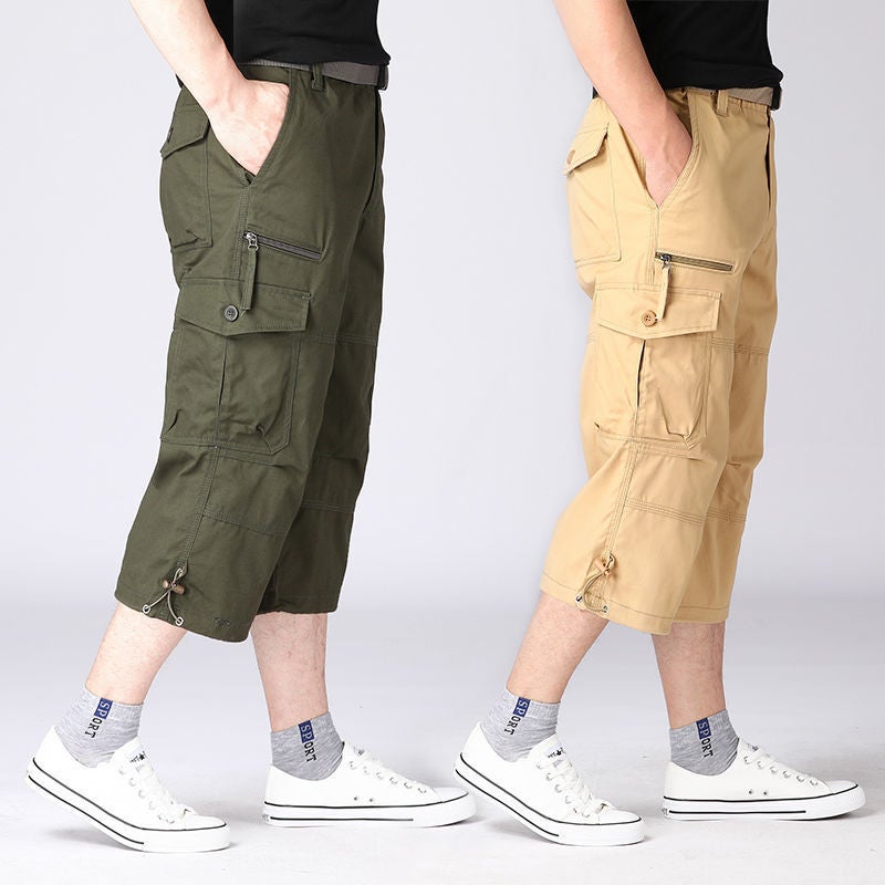 in stock Summer Men's Capri Pants 2025 New Middle-aged Capri Pants Loose Casual Straight Pants for Outer Wear - Image 2