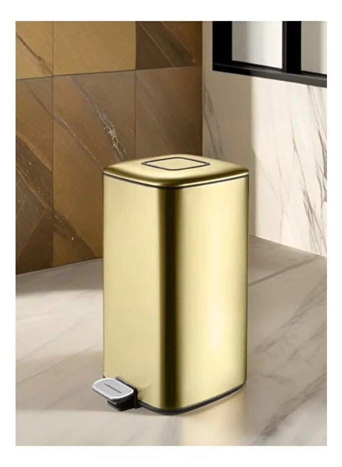 EKO Regent Step Bin | Soft-Close Lid | Stay-Open Function | Fingerprint-Resistant Stainless Steel | Hands-Free Square Pedal Waste Bin for Kitchen & Home | 20L | Gold - Image 2