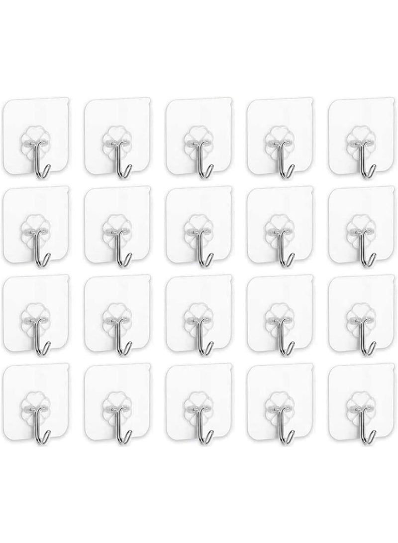 خطافات حائط متينة، عبوة من 20 خطافًا لاصقًا ذاتيًا، وزن أقصى 8 كجم - Image 1